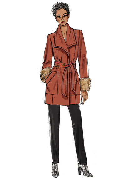 Butterick B6720 sewing pattern envelope showing a lined, loose-fitting jacket and coat