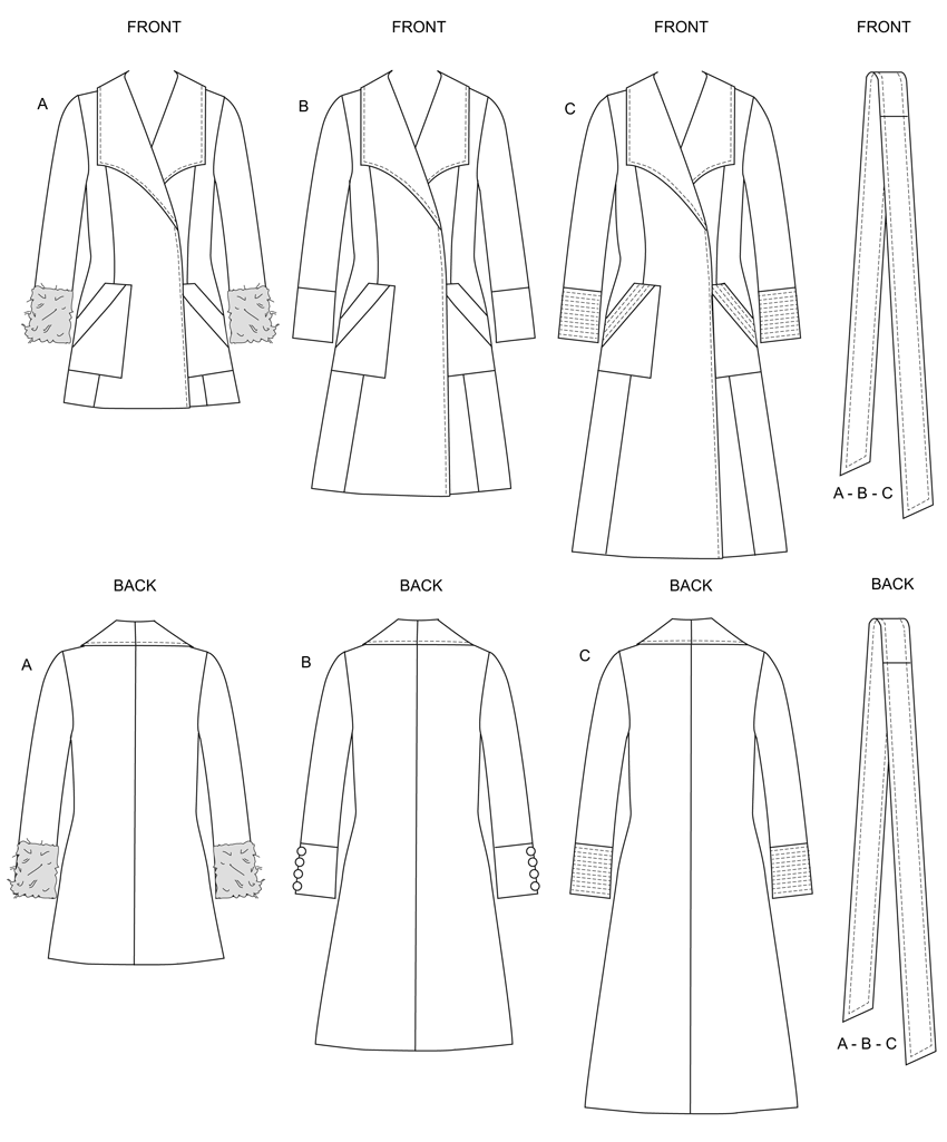 Butterick B6720 sewing pattern envelope showing a lined, loose-fitting jacket and coat