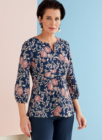 Butterick B6732 sewing pattern envelope showing an empire waist top