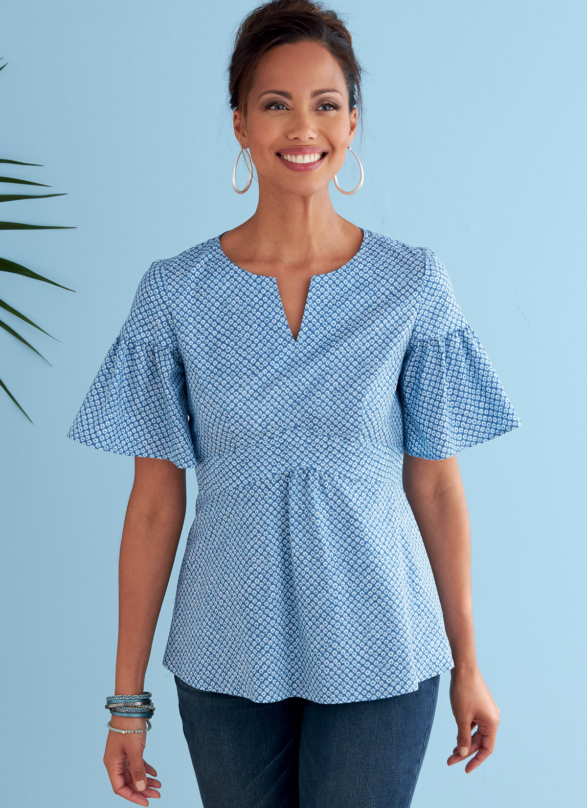 Butterick B6732 sewing pattern envelope showing an empire waist top