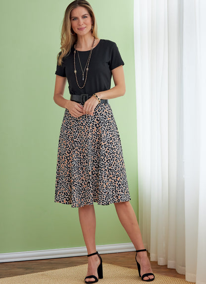 Butterick B6743 sewing pattern envelope showing misses' flared skirt designs