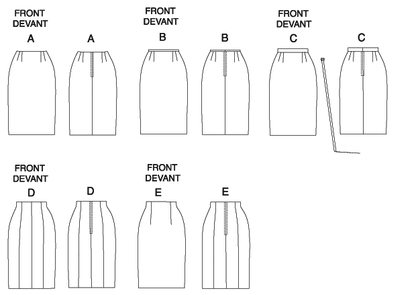 Butterick B6746 sewing pattern envelope showing misses' straight skirts designs