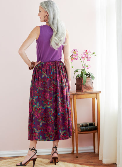 Butterick B6749 sewing pattern envelope showing misses' lined skirt designs