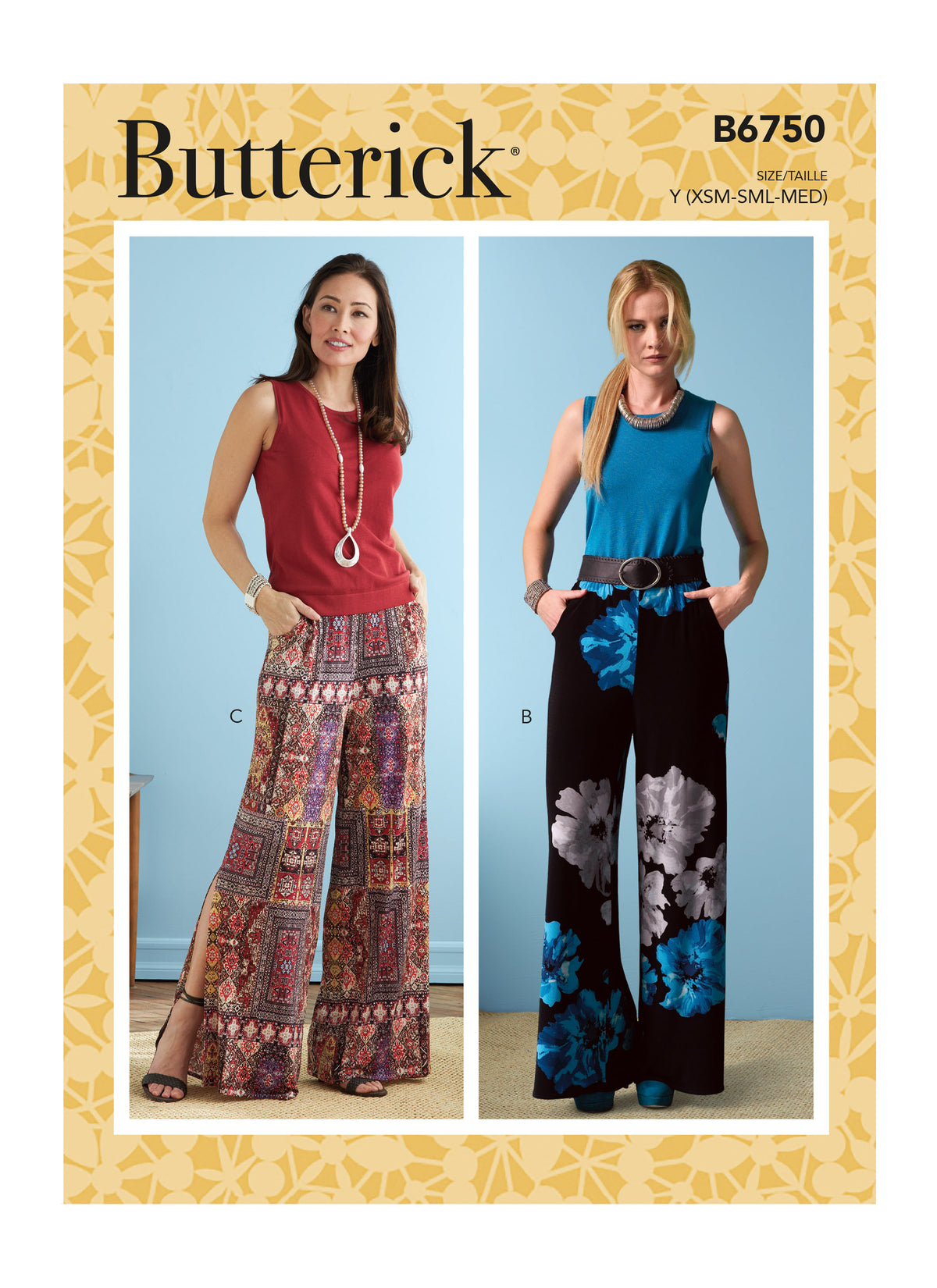 Butterick B6750 sewing pattern envelope showing misses' shorts and trousers designs