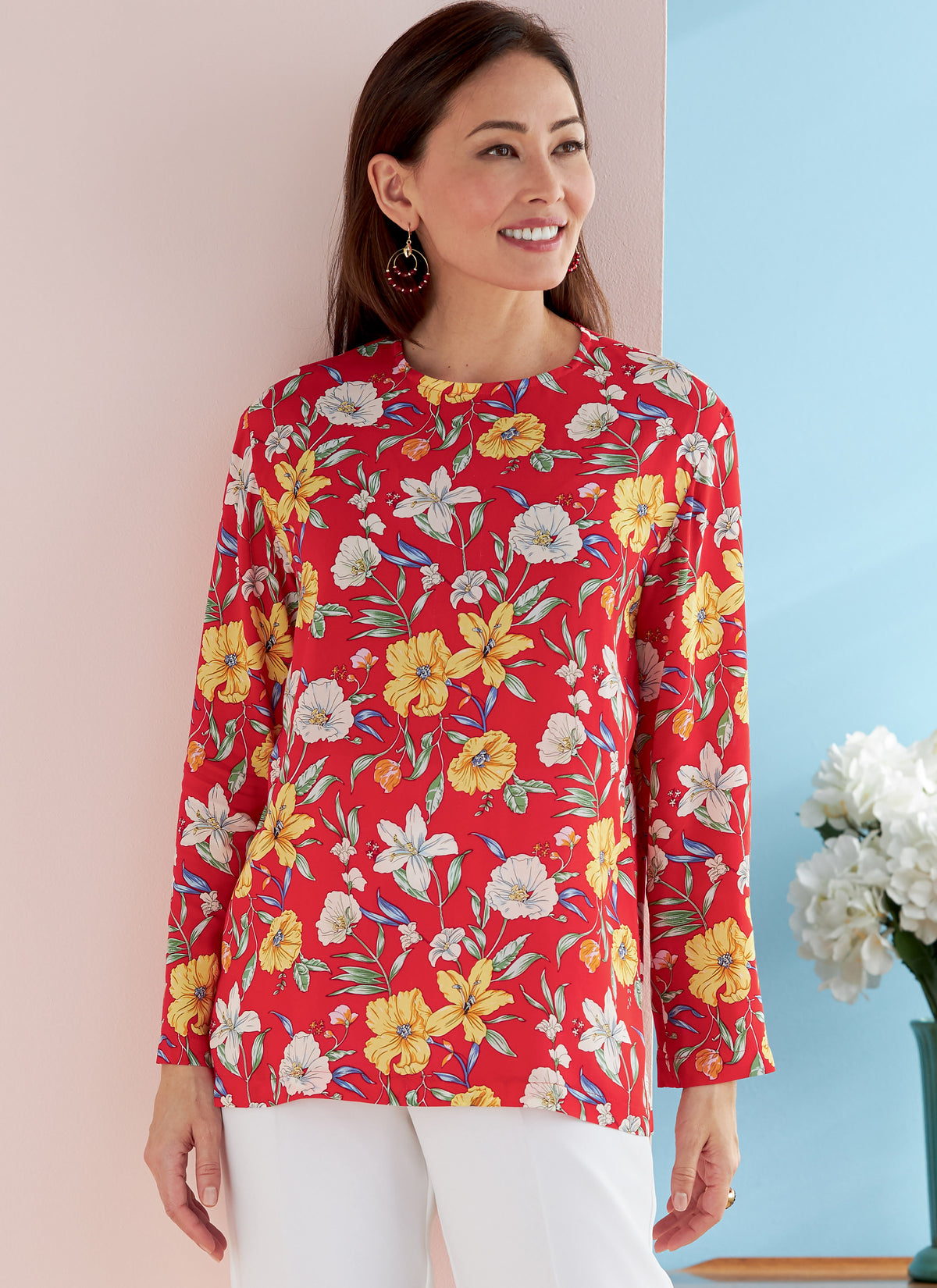 Butterick B6751 sewing pattern envelope showing misses' pullover top designs
