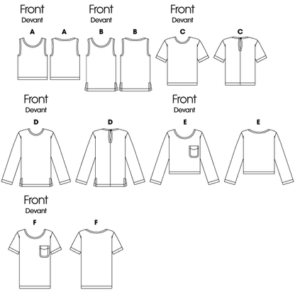 Butterick B6751 sewing pattern envelope showing misses' pullover top designs