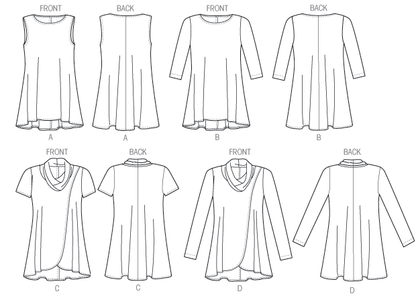 Butterick B6752 sewing pattern envelope showing misses' flared tunic designs