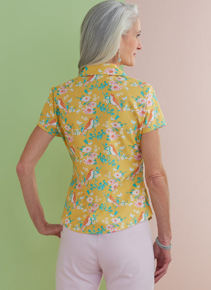 Butterick B6753 sewing pattern envelope showing misses' semi-fitted shirt designs