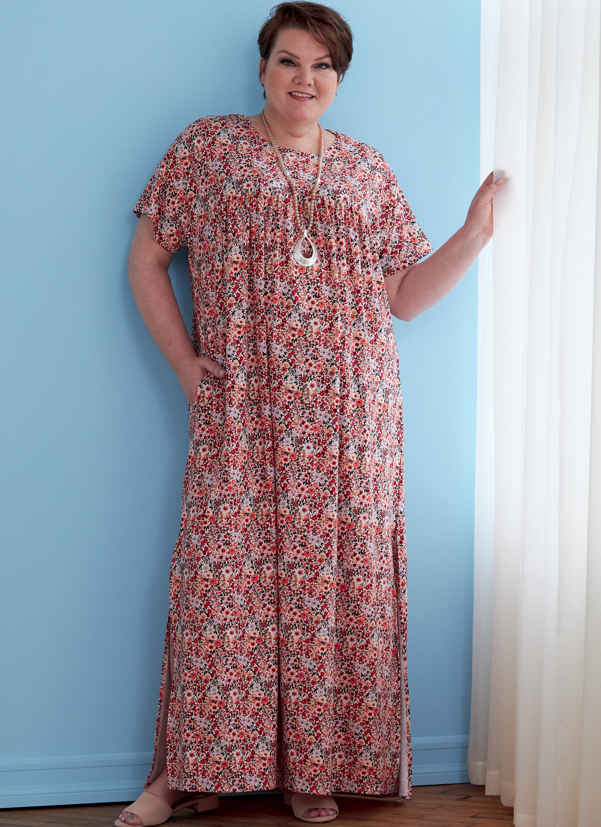 Butterick B6755 sewing pattern envelope showing women's pullover dress designs