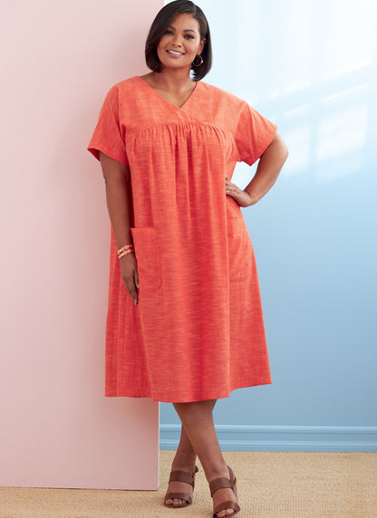 Butterick B6755 sewing pattern envelope showing women's pullover dress designs