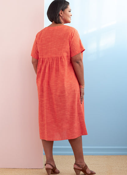 Butterick B6755 sewing pattern envelope showing women's pullover dress designs