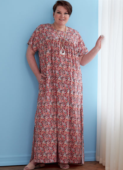 Butterick B6755 sewing pattern envelope showing women's pullover dress designs
