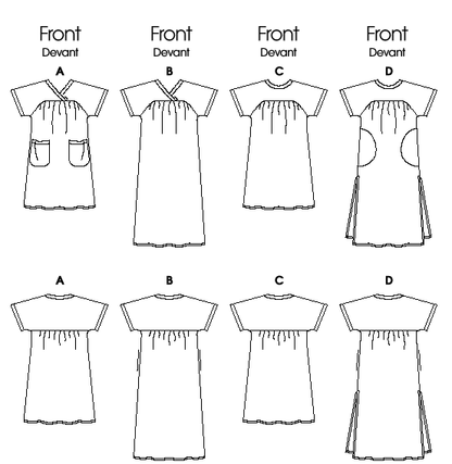 Butterick B6755 sewing pattern envelope showing women's pullover dress designs