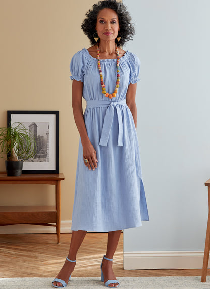 Butterick B6757 sewing pattern envelope showing misses' peasant dress designs