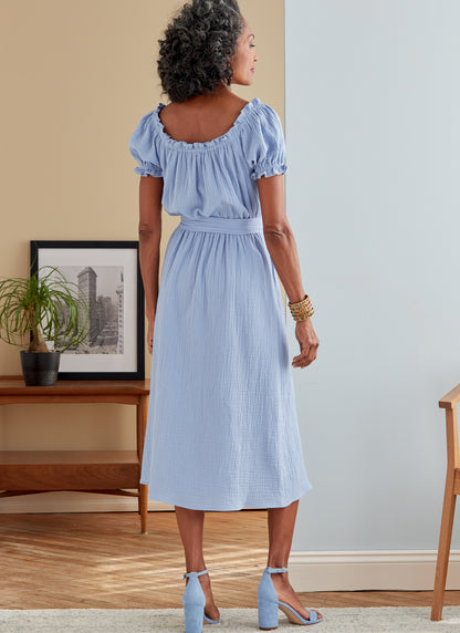 Butterick B6757 sewing pattern envelope showing misses' peasant dress designs