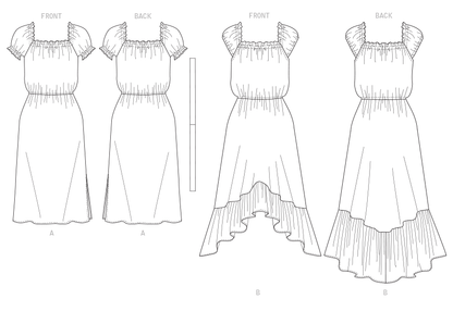 Butterick B6757 sewing pattern envelope showing misses' peasant dress designs