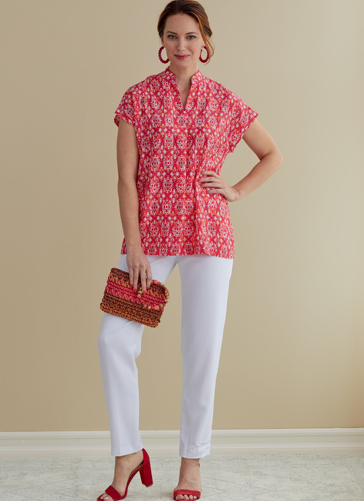 Butterick B6768 sewing pattern envelope showing misses' pull-on top designs
