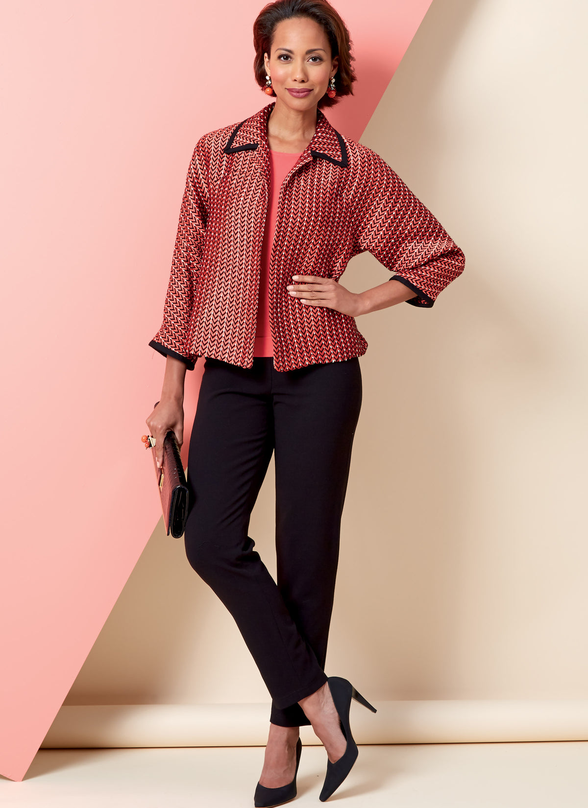 Butterick B6802 sewing pattern envelope showing women's loose fitting jacket designs
