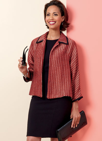Butterick B6802 sewing pattern envelope showing women's loose fitting jacket designs