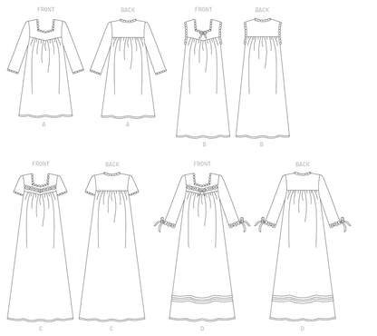 Butterick B6838 sewing pattern envelope showing women's nightgown designs