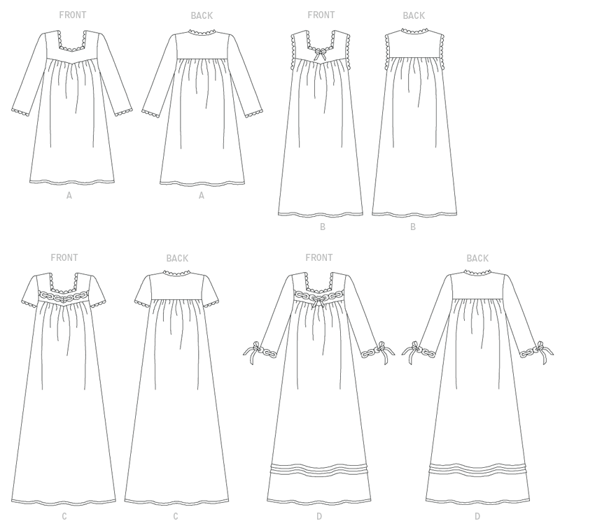 Butterick B6838 sewing pattern envelope showing women's nightgown designs