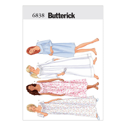 Butterick B6838 sewing pattern envelope showing women's nightgown designs