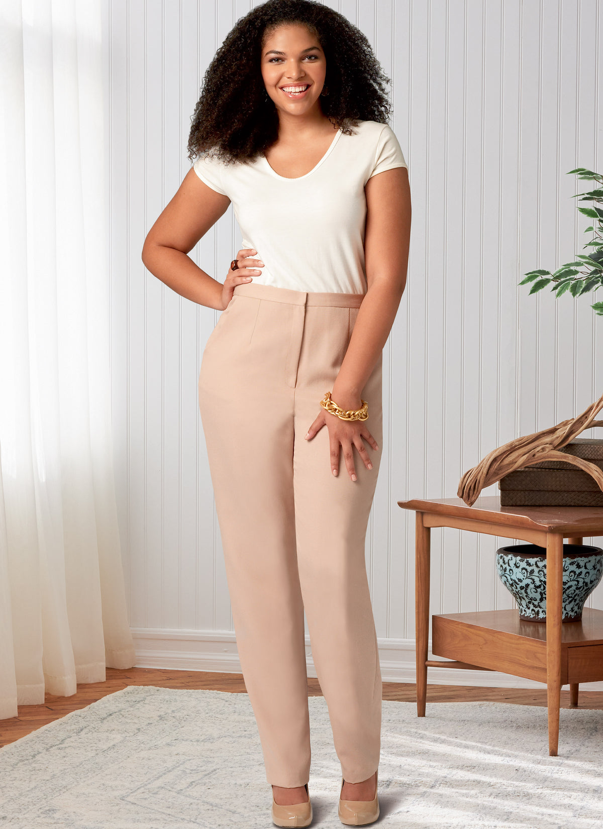 Butterick B6845 sewing pattern envelope showing women's tapered trousers designs