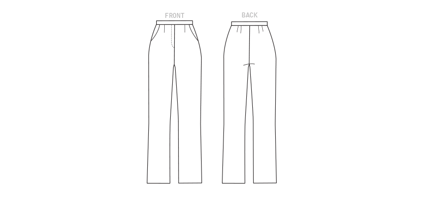 Butterick B6845 sewing pattern envelope showing women's tapered trousers designs