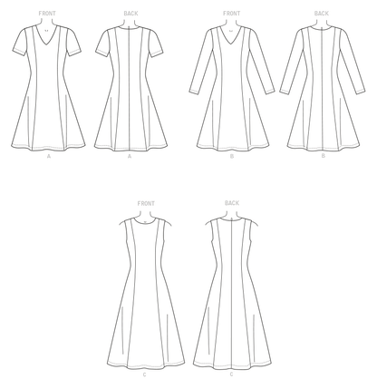 Butterick B6850 sewing pattern envelope showing women's princess seam dress designs