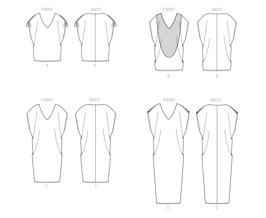 Butterick B6853 sewing pattern envelope showing women's loose tunic & dress designs