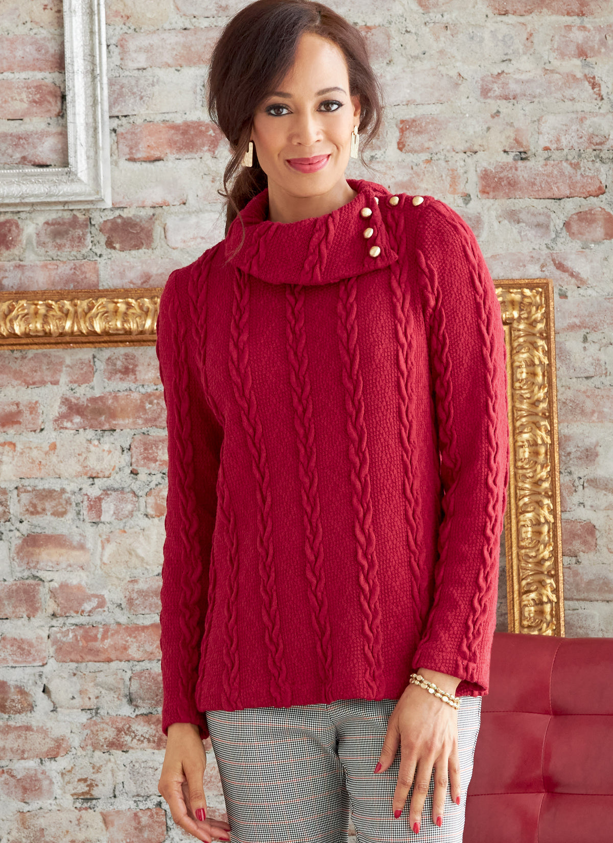 Butterick B6857 sewing pattern envelope showing women's pullover top designs
