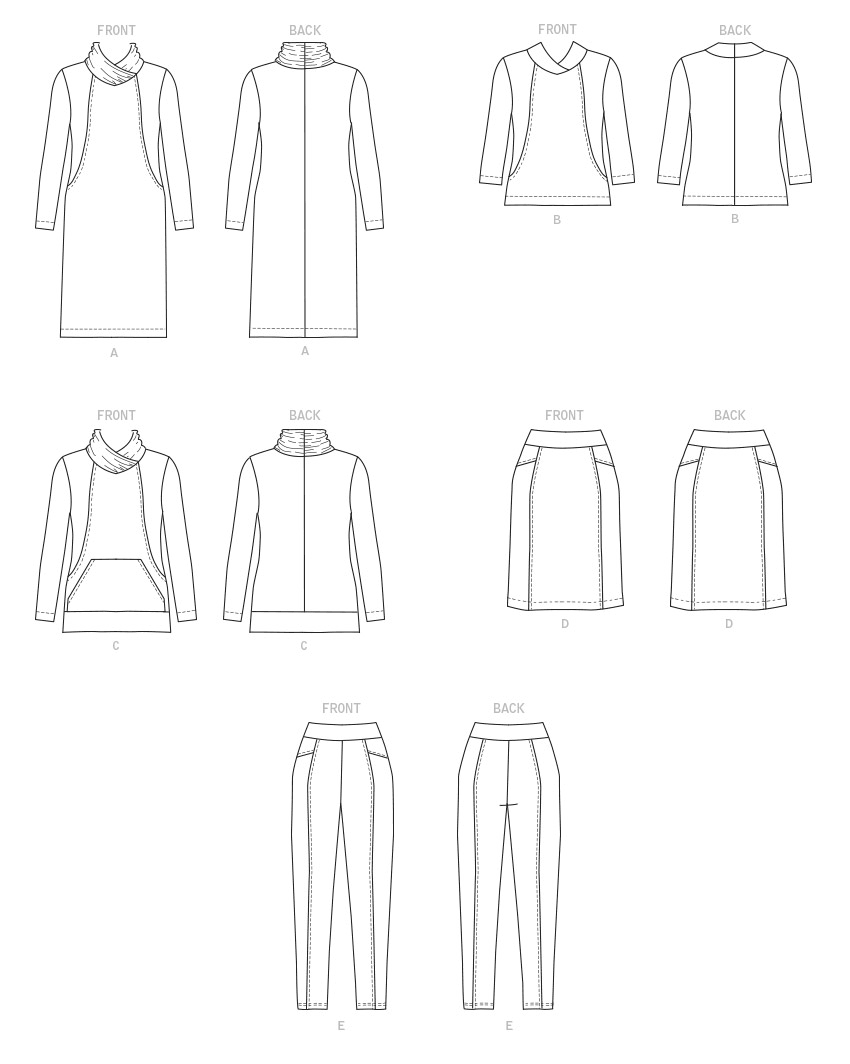 Butterick B6858 sewing pattern envelope showing women's princess seam dress & top designs