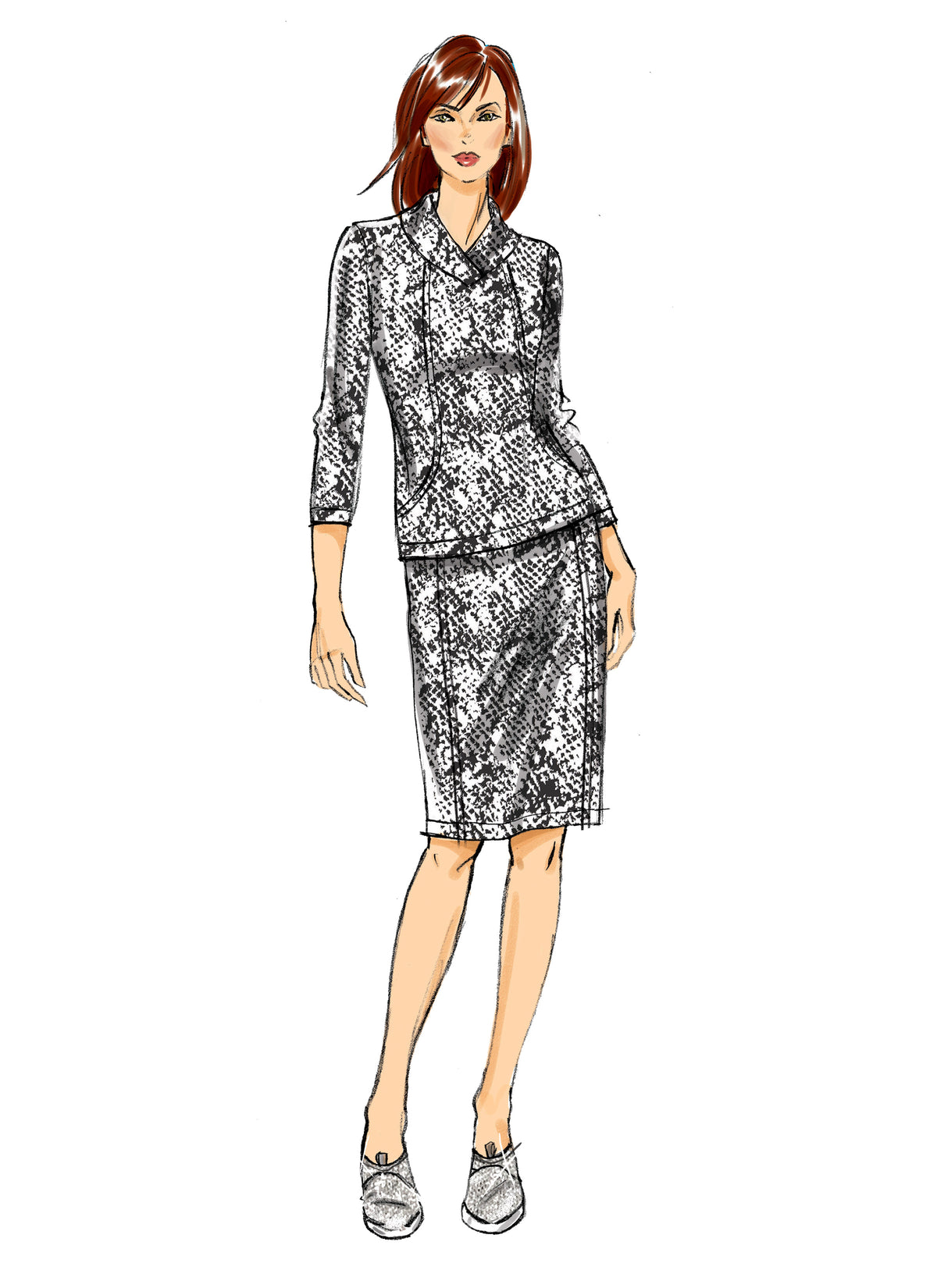 Butterick B6858 sewing pattern envelope showing women's princess seam dress & top designs