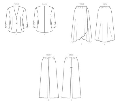 Butterick B6860 sewing pattern envelope showing misses' one button jacket designs