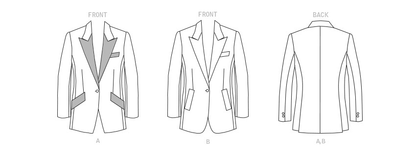 Butterick B6862 sewing pattern envelope showing misses' notched collar jacket designs