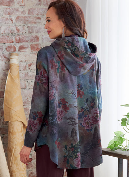 Butterick B6863 sewing pattern envelope showing misses' zip front hooded jacket designs