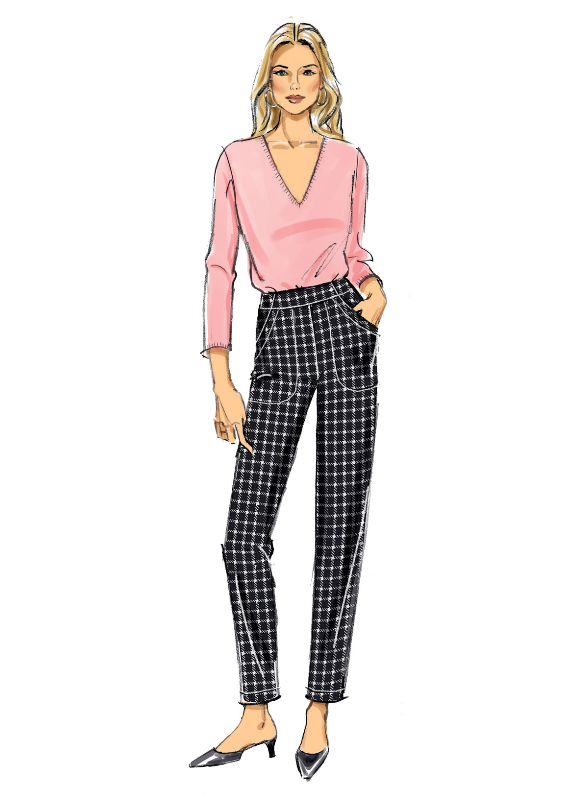 Butterick B6865 sewing pattern envelope showing misses' pull-on trousers designs