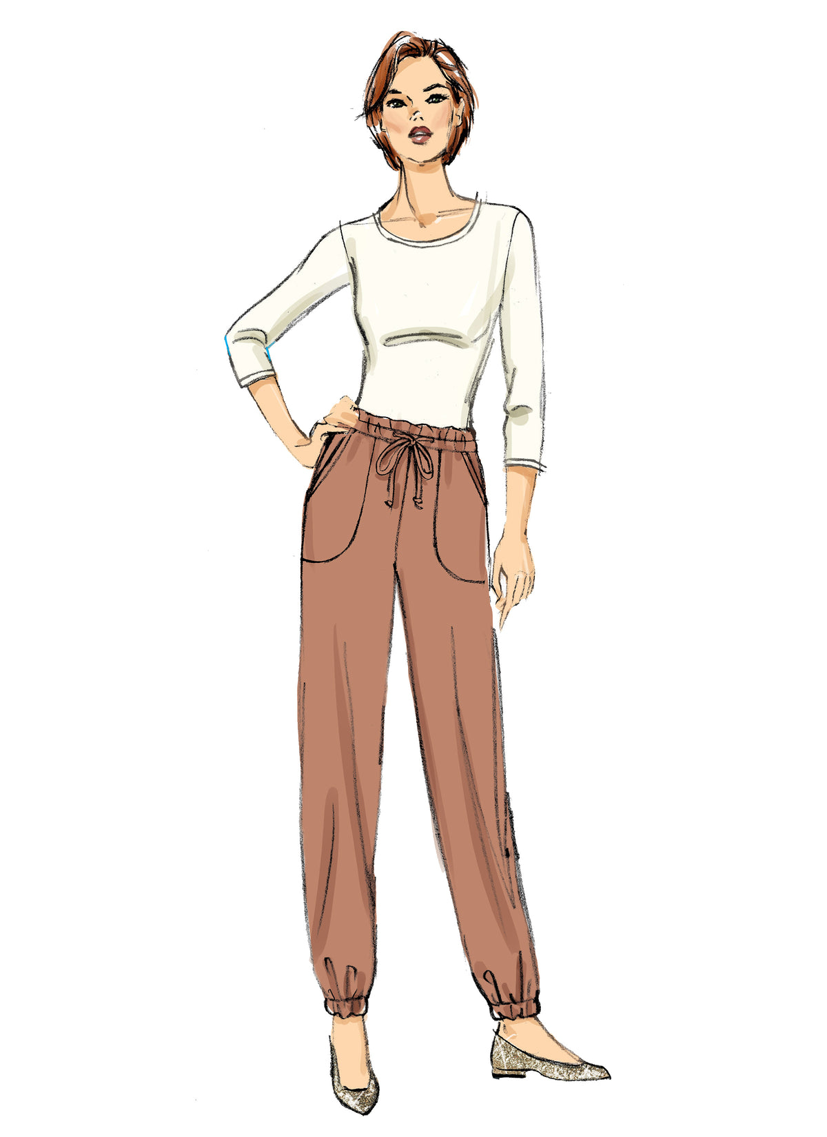 Butterick B6865 sewing pattern envelope showing misses' pull-on trousers designs