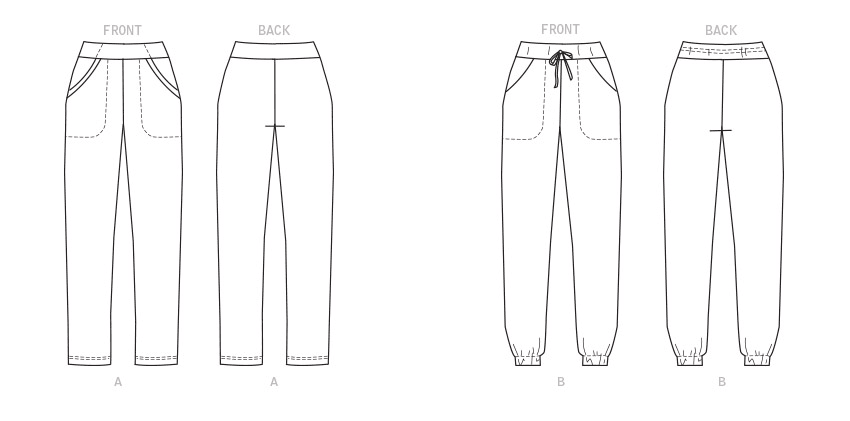 Butterick B6865 sewing pattern envelope showing misses' pull-on trousers designs