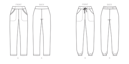 Butterick B6865 sewing pattern envelope showing misses' pull-on trousers designs