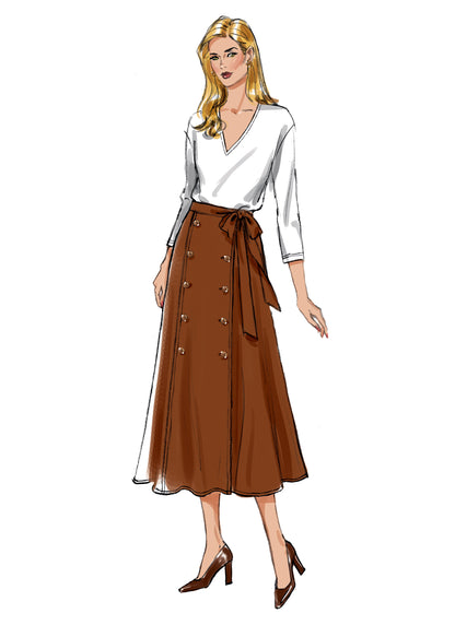 Butterick B6866 sewing pattern envelope showing misses' princess seam skirt designs