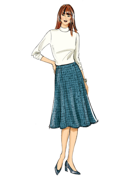 Butterick B6866 sewing pattern envelope showing misses' princess seam skirt designs