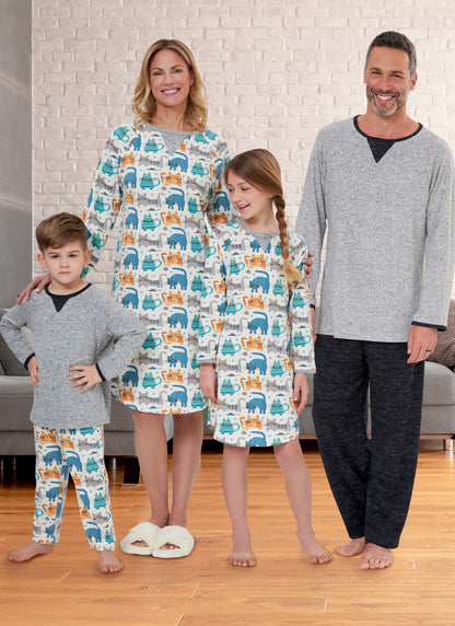 Butterick B6867 sewing pattern envelope showing unisex loungewear top, tunic and trousers designs