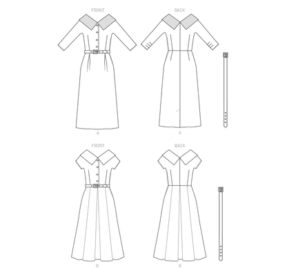 Butterick B6870 sewing pattern envelope showing misses' cape collar dress designs