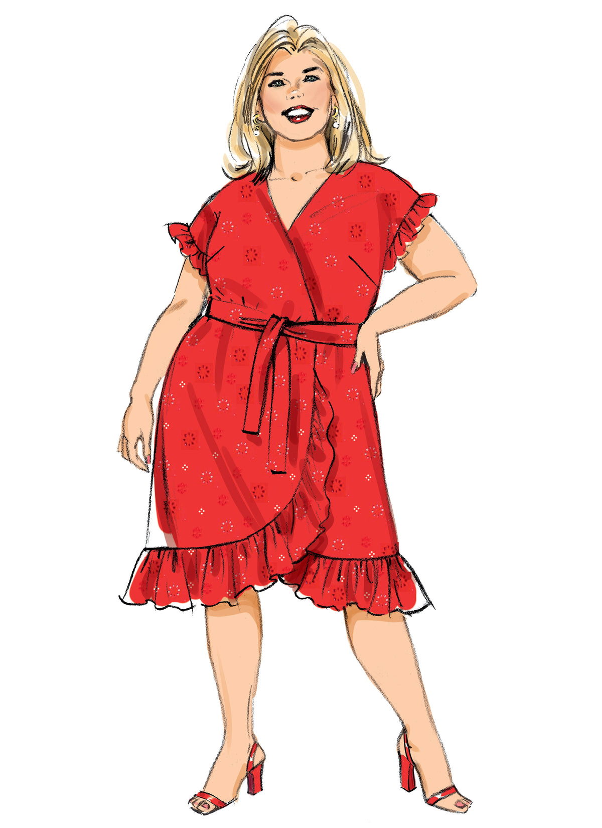 Butterick B6873 sewing pattern envelope showing women's wrap dress designs