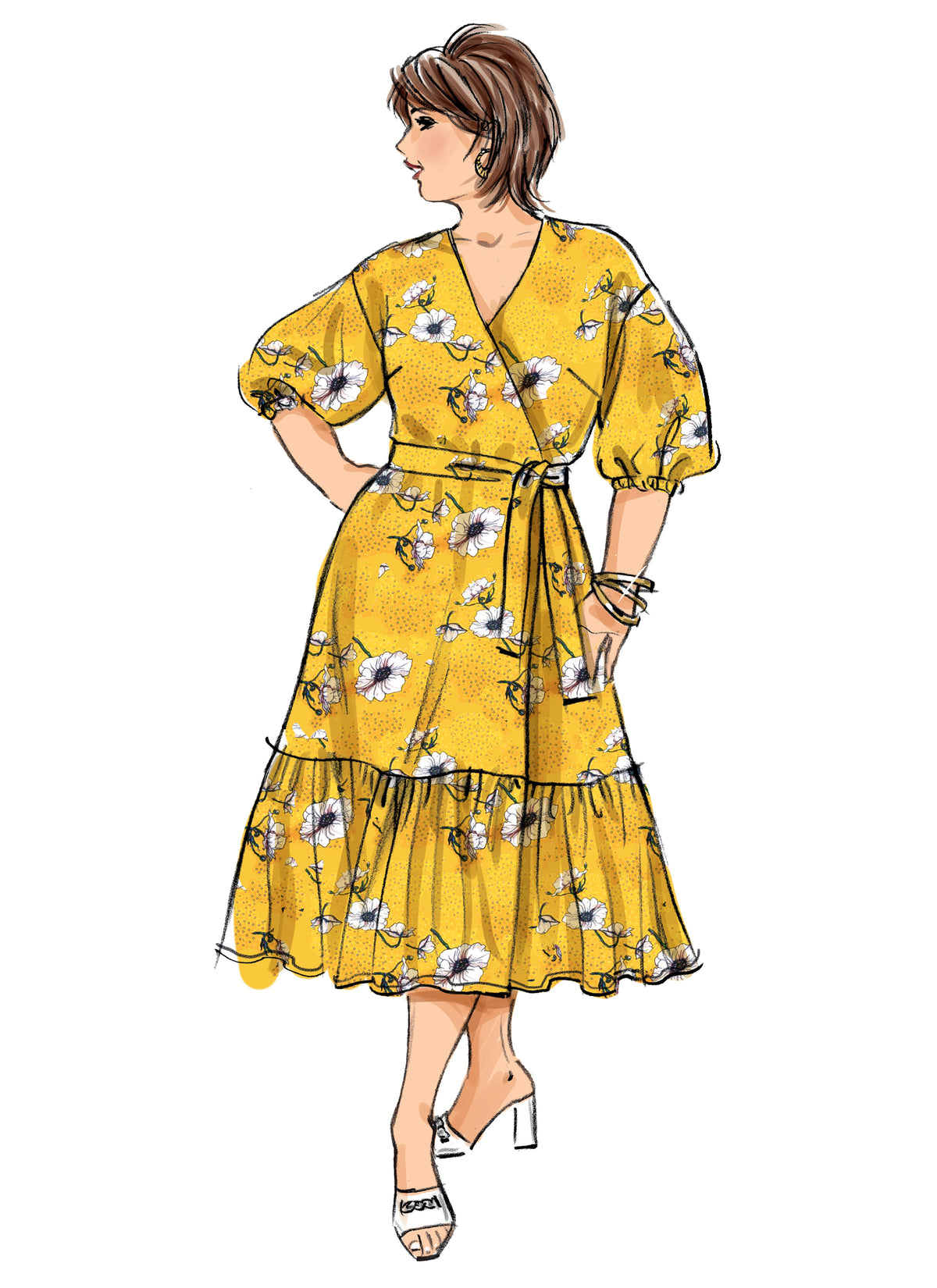 Butterick B6873 sewing pattern envelope showing women's wrap dress designs