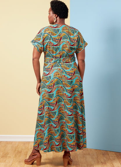Butterick B6873 sewing pattern envelope showing women's wrap dress designs