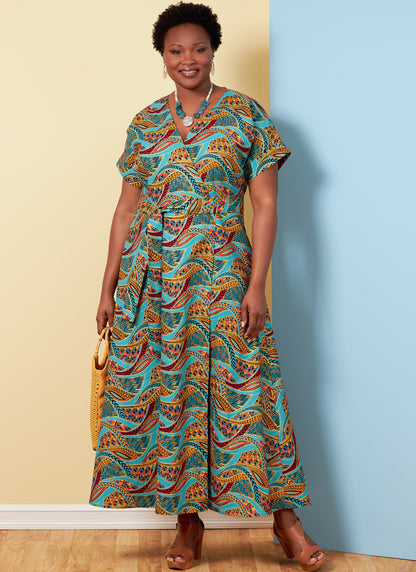 Butterick B6873 sewing pattern envelope showing women's wrap dress designs