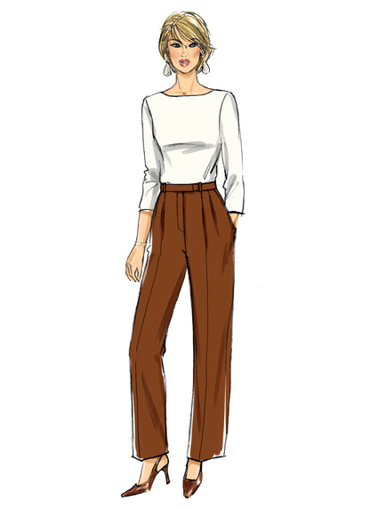Butterick B6878 sewing pattern envelope showing misses' pleat front trousers designs