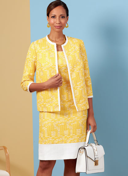 Butterick B6882 sewing pattern envelope showing misses' lined open front jacket designs